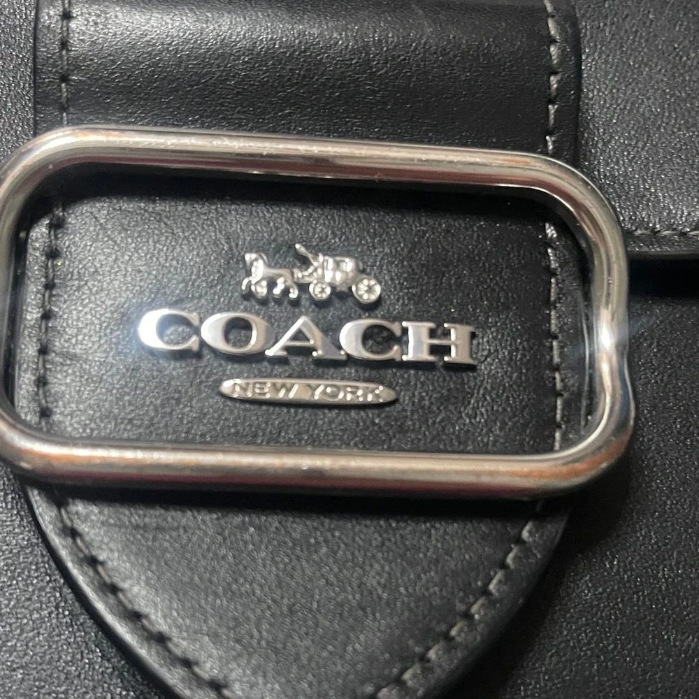Coach Black Leather Crossbody with Silver-Tone Buckle - Picture 2 of 8